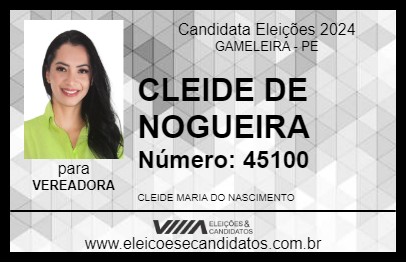 Candidato CLEIDE DE NOGUEIRA 2024 - GAMELEIRA - Eleições