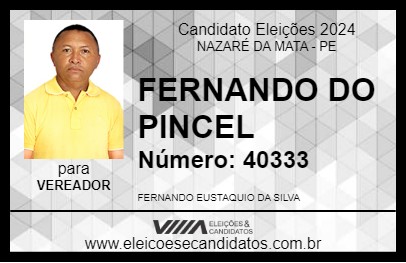 Candidato FERNANDO DO PINCEL 2024 - NAZARÉ DA MATA - Eleições