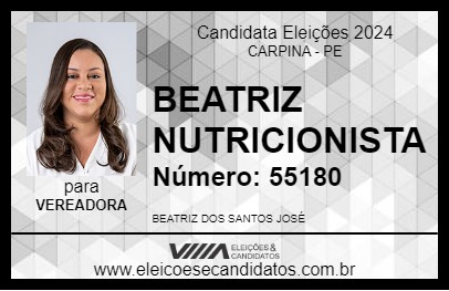 Candidato BEATRIZ NUTRICIONISTA 2024 - CARPINA - Eleições