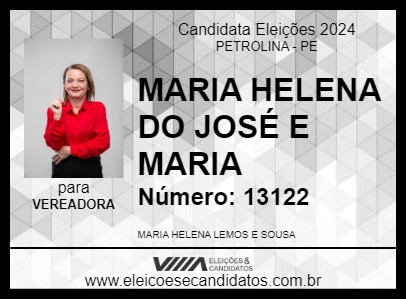 Candidato MARIA HELENA DO JOSÉ E MARIA 2024 - PETROLINA - Eleições