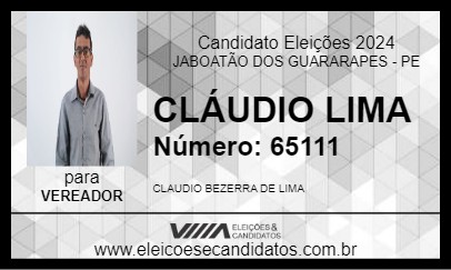 Candidato CLÁUDIO LIMA 2024 - JABOATÃO DOS GUARARAPES - Eleições