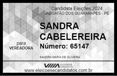 Candidato SANDRA CABELEREIRA 2024 - JABOATÃO DOS GUARARAPES - Eleições