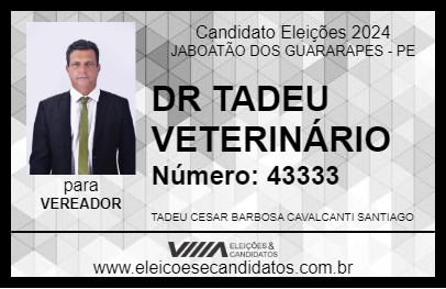 Candidato DR TADEU VETERINÁRIO 2024 - JABOATÃO DOS GUARARAPES - Eleições