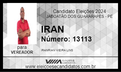 Candidato IRAN 2024 - JABOATÃO DOS GUARARAPES - Eleições