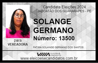 Candidato SOLANGE GERMANO 2024 - JABOATÃO DOS GUARARAPES - Eleições