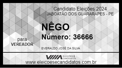 Candidato NÊGO 2024 - JABOATÃO DOS GUARARAPES - Eleições