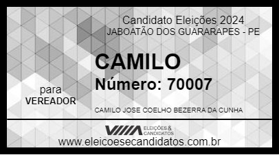 Candidato CAMILO 2024 - JABOATÃO DOS GUARARAPES - Eleições