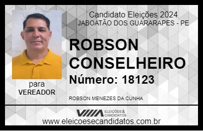 Candidato ROBSON CONSELHEIRO 2024 - JABOATÃO DOS GUARARAPES - Eleições