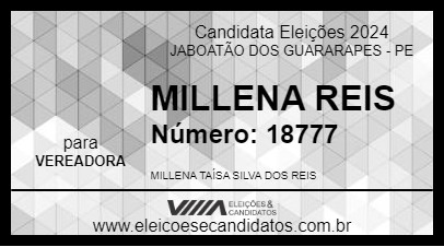 Candidato MILLENA REIS 2024 - JABOATÃO DOS GUARARAPES - Eleições