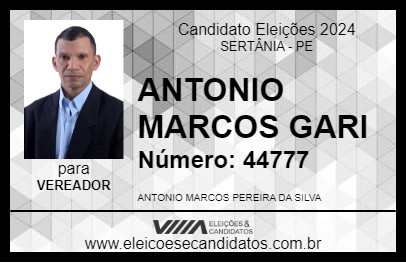 Candidato ANTONIO MARCOS  GARI 2024 - SERTÂNIA - Eleições