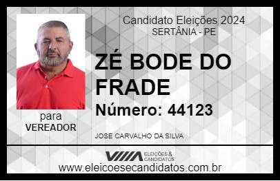 Candidato ZÉ BODE DO FRADE 2024 - SERTÂNIA - Eleições