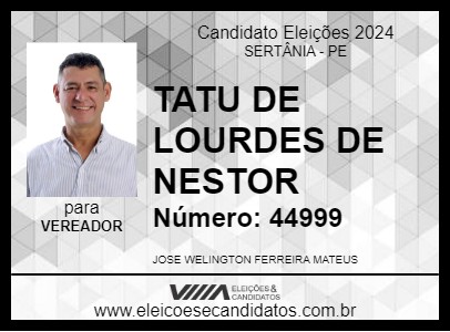 Candidato TATU DE LOURDES  DE NESTOR 2024 - SERTÂNIA - Eleições