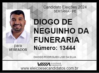 Candidato DIOGO DE NEGUINHO DA FUNERARIA 2024 - SERTÂNIA - Eleições