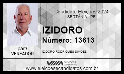 Candidato IZIDORO 2024 - SERTÂNIA - Eleições