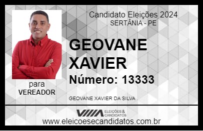 Candidato GEOVANE XAVIER 2024 - SERTÂNIA - Eleições