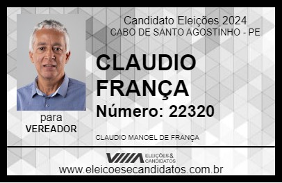 Candidato CLAUDIO FRANÇA 2024 - CABO DE SANTO AGOSTINHO - Eleições