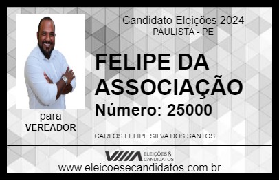 Candidato FELIPE DA ASSOCIAÇÃO 2024 - PAULISTA - Eleições