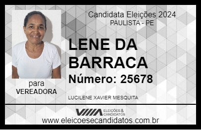 Candidato LENE DA BARRACA 2024 - PAULISTA - Eleições