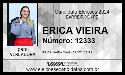 Candidato ERICA VIEIRA 2024 - BARREIROS - Eleições