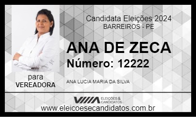 Candidato ANA DE ZECA 2024 - BARREIROS - Eleições