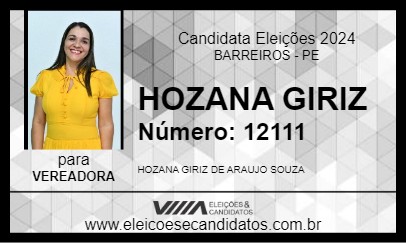 Candidato HOZANA GIRIZ 2024 - BARREIROS - Eleições