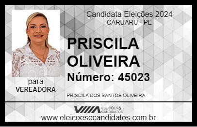 Candidato PRISCILA OLIVEIRA 2024 - CARUARU - Eleições