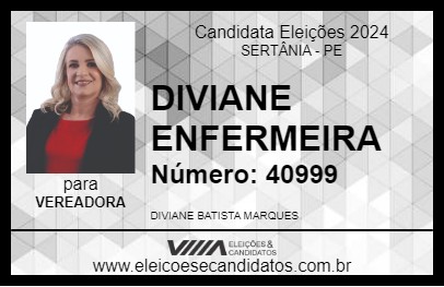 Candidato DIVIANE ENFERMEIRA 2024 - SERTÂNIA - Eleições