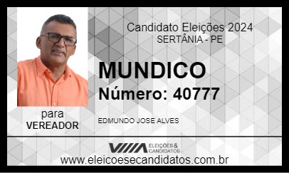 Candidato MUNDICO 2024 - SERTÂNIA - Eleições