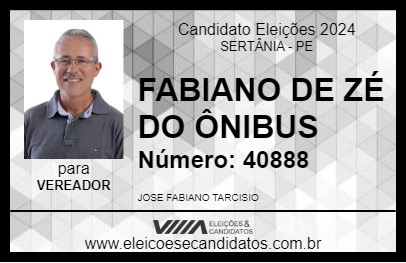 Candidato FABIANO DE ZÉ DO ÔNIBUS 2024 - SERTÂNIA - Eleições