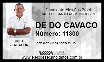 Candidato DE DO CAVACO 2024 - CABO DE SANTO AGOSTINHO - Eleições