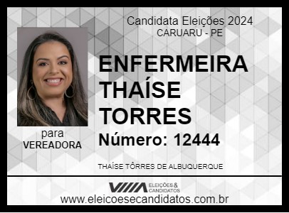 Candidato ENFERMEIRA THAÍSE TORRES 2024 - CARUARU - Eleições