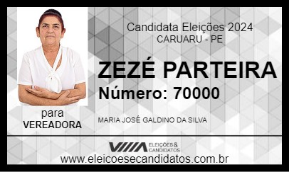 Candidato ZEZÉ PARTEIRA 2024 - CARUARU - Eleições