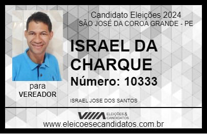 Candidato ISRAEL DA CHARQUE 2024 - SÃO JOSÉ DA COROA GRANDE - Eleições