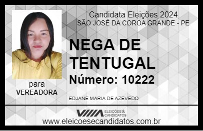 Candidato NEGA DE TENTUGAL 2024 - SÃO JOSÉ DA COROA GRANDE - Eleições