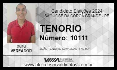 Candidato TENORIO 2024 - SÃO JOSÉ DA COROA GRANDE - Eleições