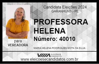 Candidato PROFESSORA HELENA 2024 - GARANHUNS - Eleições