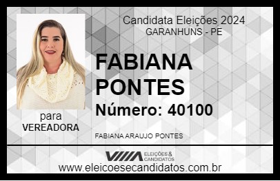 Candidato FABIANA PONTES 2024 - GARANHUNS - Eleições