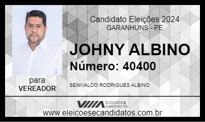 Candidato JOHNY ALBINO 2024 - GARANHUNS - Eleições