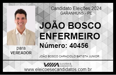 Candidato JOÃO BOSCO ENFERMEIRO 2024 - GARANHUNS - Eleições