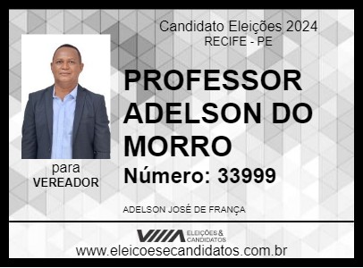 Candidato PROFESSOR ADELSON DO MORRO 2024 - RECIFE - Eleições