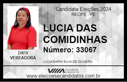 Candidato LUCIA DAS COMIDINHAS 2024 - RECIFE - Eleições