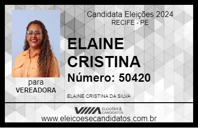 Candidato ELAINE CRISTINA 2024 - RECIFE - Eleições