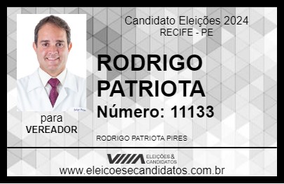 Candidato RODRIGO PATRIOTA 2024 - RECIFE - Eleições