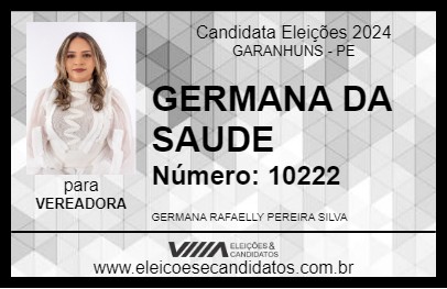 Candidato GERMANA DA SAUDE 2024 - GARANHUNS - Eleições