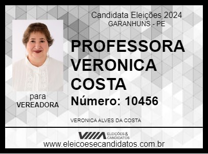 Candidato PROFESSORA VERONICA COSTA 2024 - GARANHUNS - Eleições