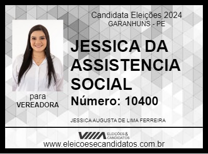 Candidato JESSICA DA ASSISTENCIA SOCIAL 2024 - GARANHUNS - Eleições