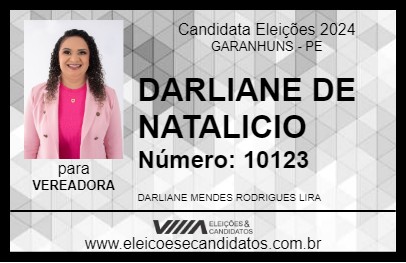 Candidato DARLIANE DE NATALICIO 2024 - GARANHUNS - Eleições