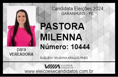 Candidato PASTORA MILENNA 2024 - GARANHUNS - Eleições