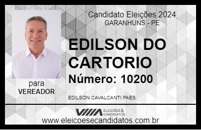 Candidato EDILSON DO CARTORIO 2024 - GARANHUNS - Eleições