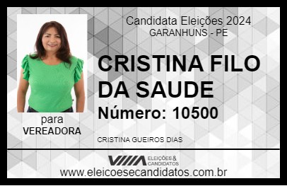 Candidato CRISTINA FILO DA SAUDE 2024 - GARANHUNS - Eleições